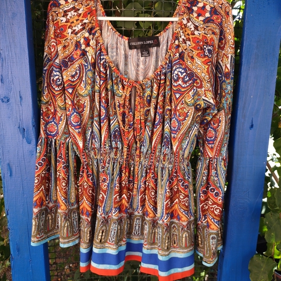 Colleen Lopez Multi-color Round Neck Blouse Size L - Picture 12 of 16